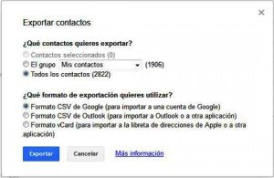 Gmail exportar contactos